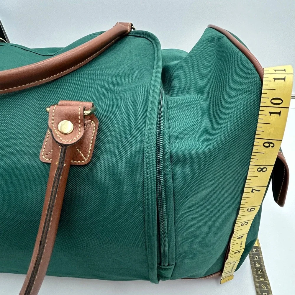 Polo Ralph Lauren Duffle Bag Green Canvas Weekend Travel Gym Pony Logo21x11